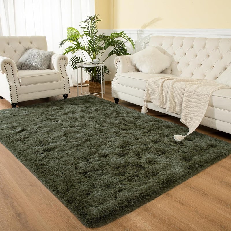 Softlife Ultra Soft Fluffy Area Rugs for Bedroom, Girls and Boys Room Kids Room Nursery Rug, 6 x 9 Feet Shaggy Large Fur Indoor Plush Modern Floor Carpet for Living Room Christmas Decor, Olive Green - Image 2